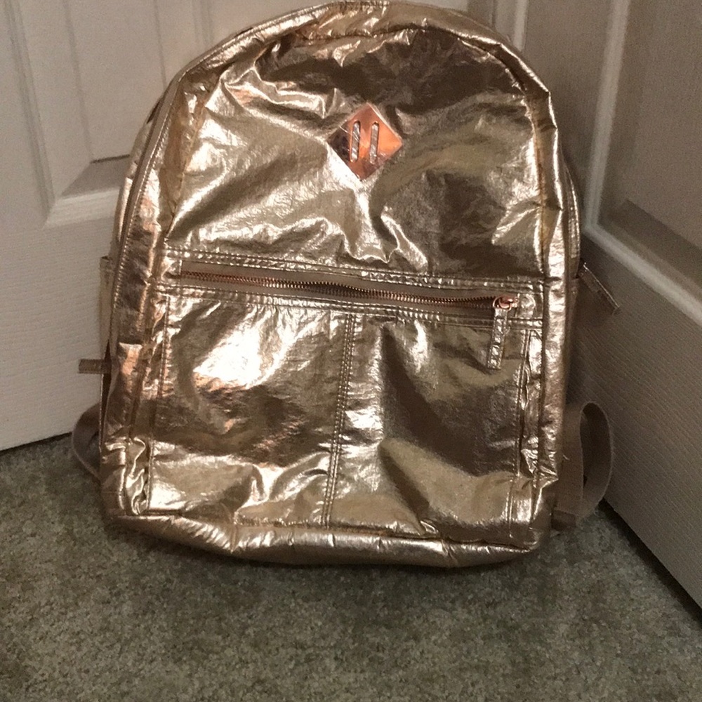 Rose Gold back pack,shiny, many compartments